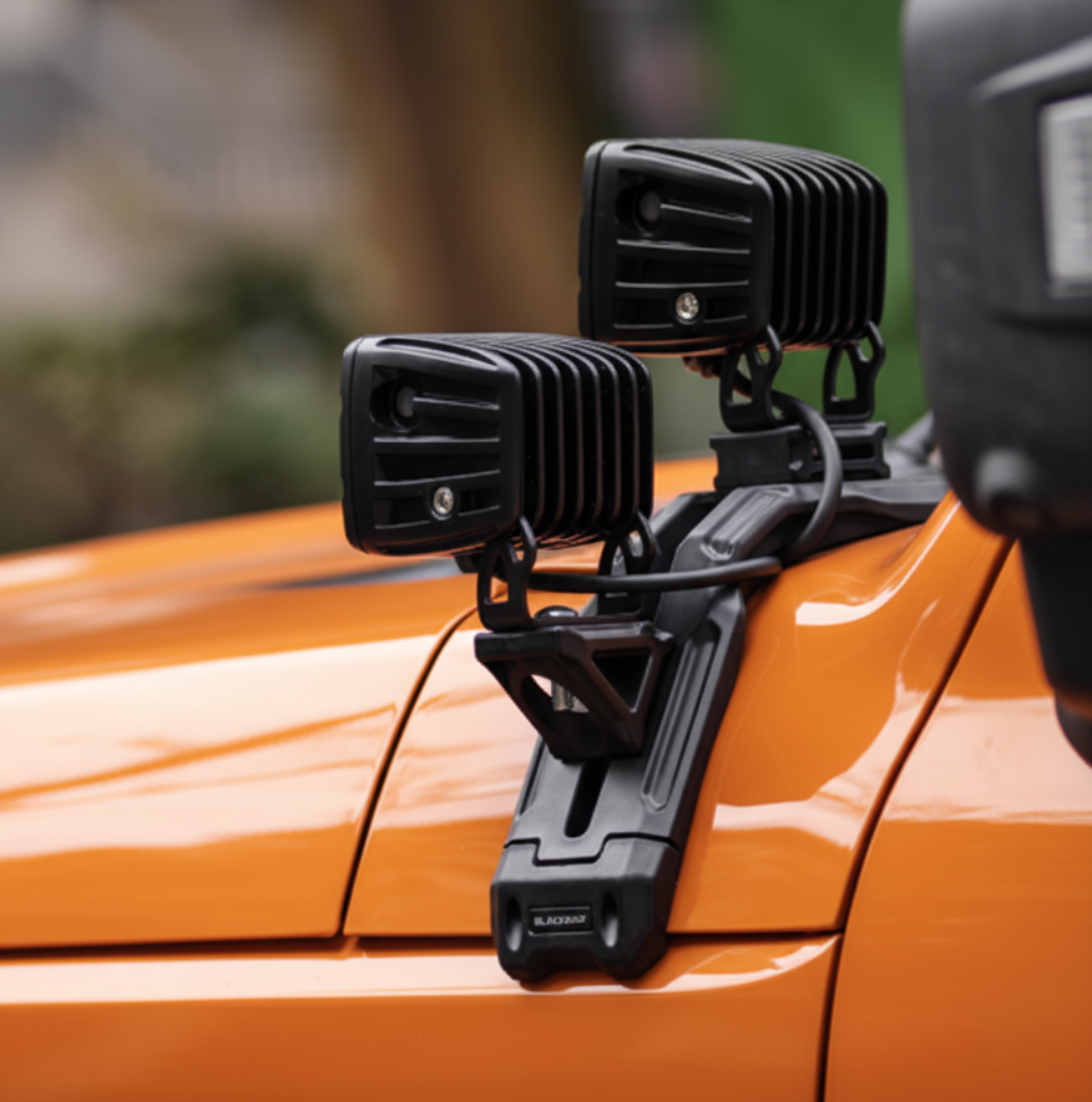 BLACKSHIP GWM Tank 300 Light Brackets with 3-inch Aurora LED spot lights for enhanced visibility