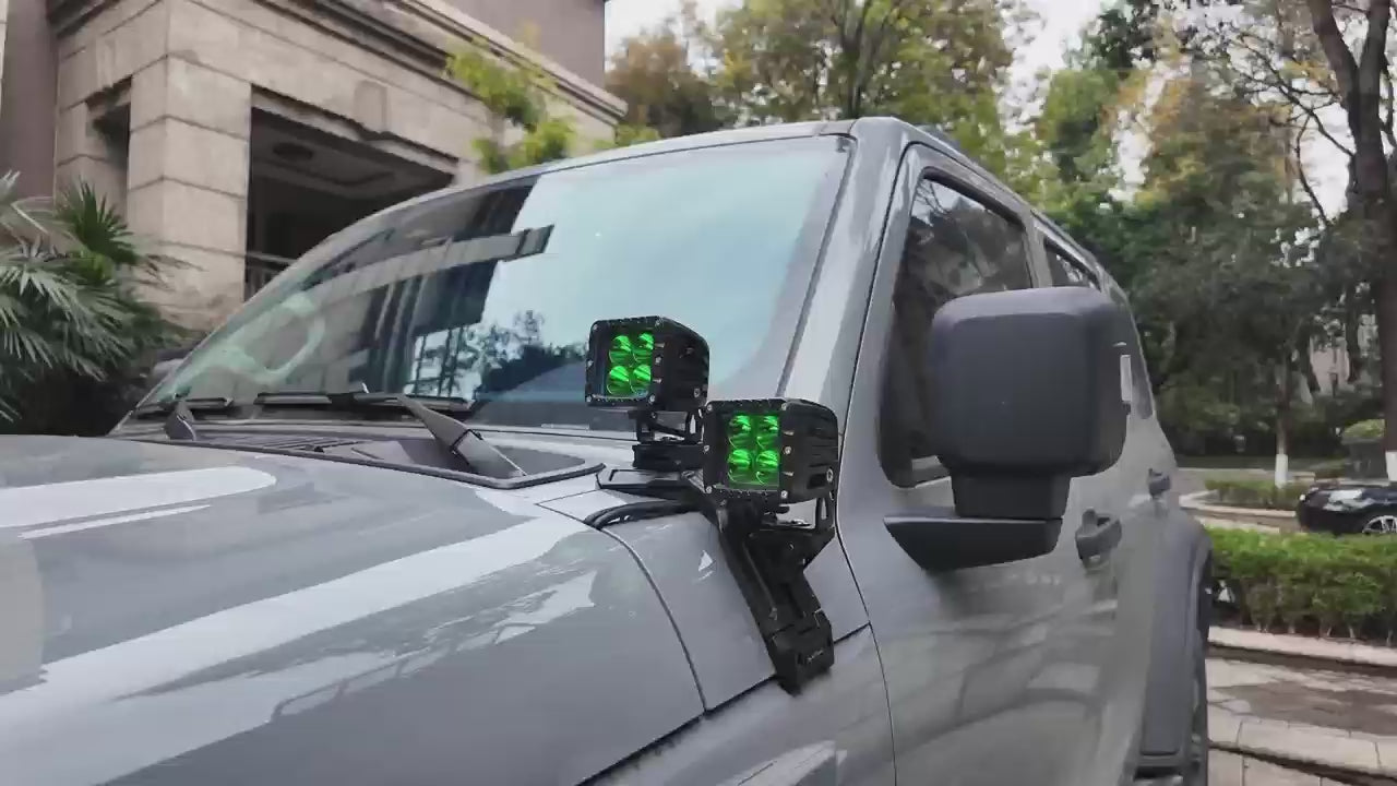 Installation and demo of 3-inch Aurora LED Pods on GWM Tank 300, showing plug-and-play setup and off-road lighting performance